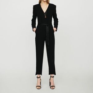 NEW Maje Paris Pankok V-Neck Crepe Belted Jumpsuit